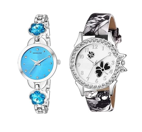SWADESI STUFF Quartz Movement Analogue Multicolour Dial Girl's Watch - Combo of 2