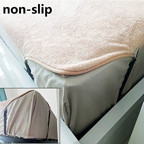 Adjustable Bed Sheet Fasteners Suspenders - 8 Packs of Sheet Suspenders Gripper Holders Elastic Straps Clips for Various Bed Sheets,Mattress Covers, Sofa Cushion(Black)