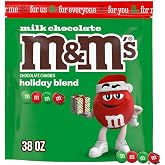 M&amp;M'S Milk Chocolate Red &amp; Green Christmas Candy Bulk Assortment, Bulk Christmas Candy 38 oz Resealable Bag
