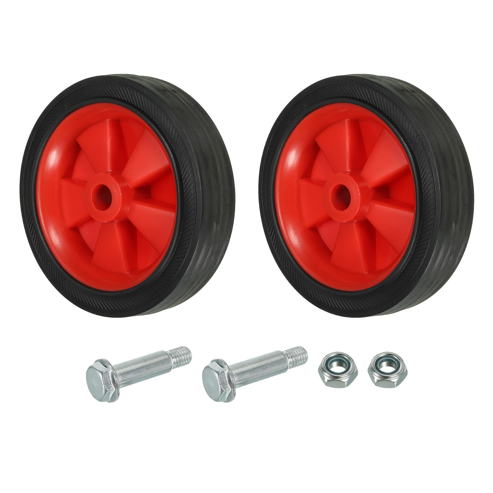 PATIKIL 5" Air Compressor Wheels, 2 Pcs Universal Air Compressor Wheel Replacement Parts with 0.5" Dia. Hole for Easy Mobility, Red