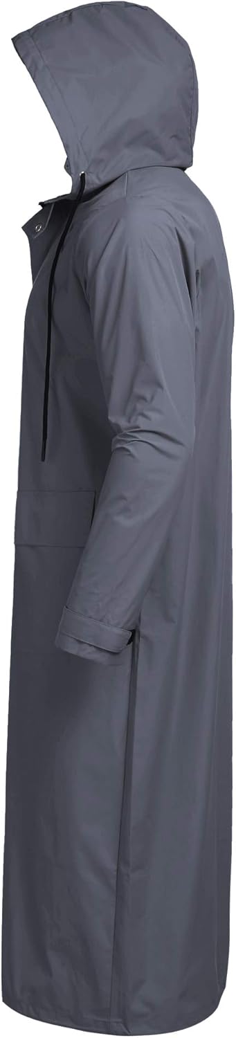 COOFANDY Men's Rain Jacket with Hood Waterproof Lightweight Active Long Raincoat: Clothing