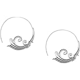 HAQUIL Vintage Ocean Hoop Earrings - Wave Nature Women's Drop Shape Oval Hoop Earring Jewelry