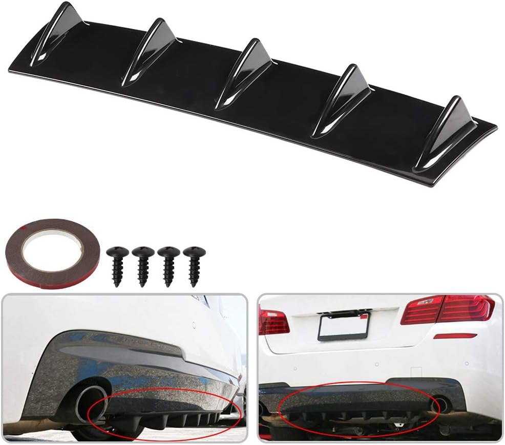 Qii lu Shark Fin Diffuser,Universal Car Rear Bumper Chassis Shark Fin Spoiler Wing Lip Diffuser (M) - Image 4