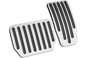 ELONN Pedal Cover Set for Tesla Model 3 & Y - Performance Aluminum Non-Slip Accelerator Brake Pedal Cover Accessories - Silver