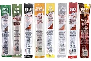 WENZEL'S FARM Wenzel’s Farm Variety Pack Meat Sticks │Snack Sticks │ Flavorful, Naturally Smoked │ High Protein, Low Carb │ No MSG, Fillers, Binders, Artificial Colors │ Gluten Free | 16 sticks (8 packs of 2) | New & Classic Variety Pack