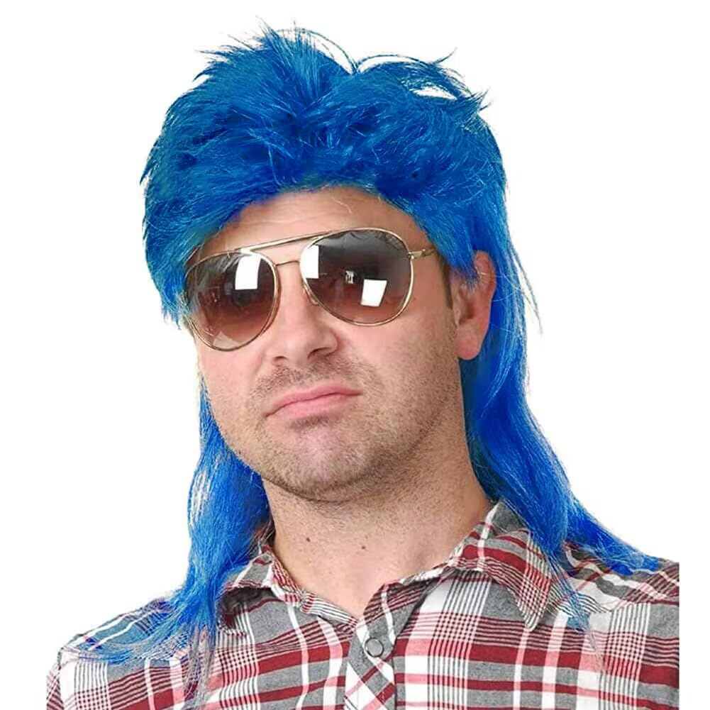 Mens 70s 80s Gold Disco Costume Set Wigs Hairpieces Hippie