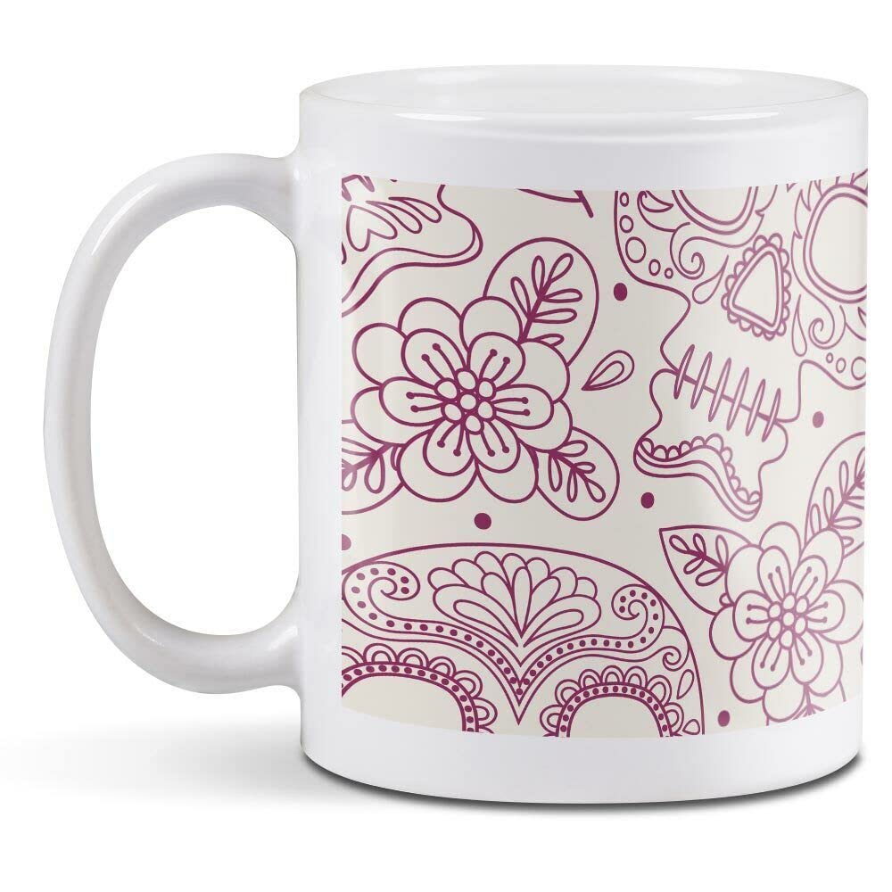 1 x Ceramic Mug - Day of The Dead Skull Flowers Mexican Cute Pink Cup Gift #44853