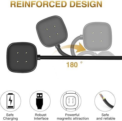 TSV Charger Dock For Fitbit Sense/Versa 3 With 3.3FT USB Cable, Replacement Stand Base Station Accessories