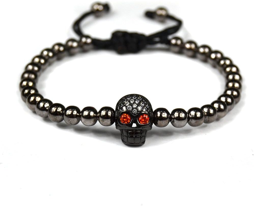 fashion loft Anil Arjandas Men Bracelets Macrame Bracelet 8mm Skull Head Cz Beads