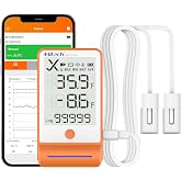 Elitech Bluetooth Dual-Probe GSP-6 Refrigerator Data Logger | Dual Gel Vial Temp Probes Precision, Pharmacy Vaccine DDL Certified, 100,000-Point Data, MAX/MIN, Export PDF/CSV Reports