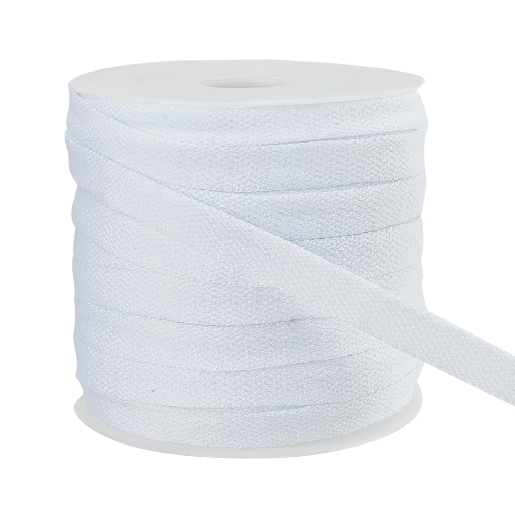 BENECREAT 27.34 Yards/25m Flat Drawstring Rope Replacement, 8.7mm Wide White Soft Drawstring Polyester Draw Cord with 1pc Plastic Spool, for Coats, Pants, Shorts