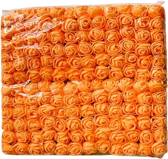 Witty Cuties Artificial Flowers Real Looking Artificial Orange Roses Foam Flowers for Crafting Fake Foam Roses Decoration DIY Wedding Bouquets Bridal Shower Flower Decoration Pack of 1 (144pcs).
