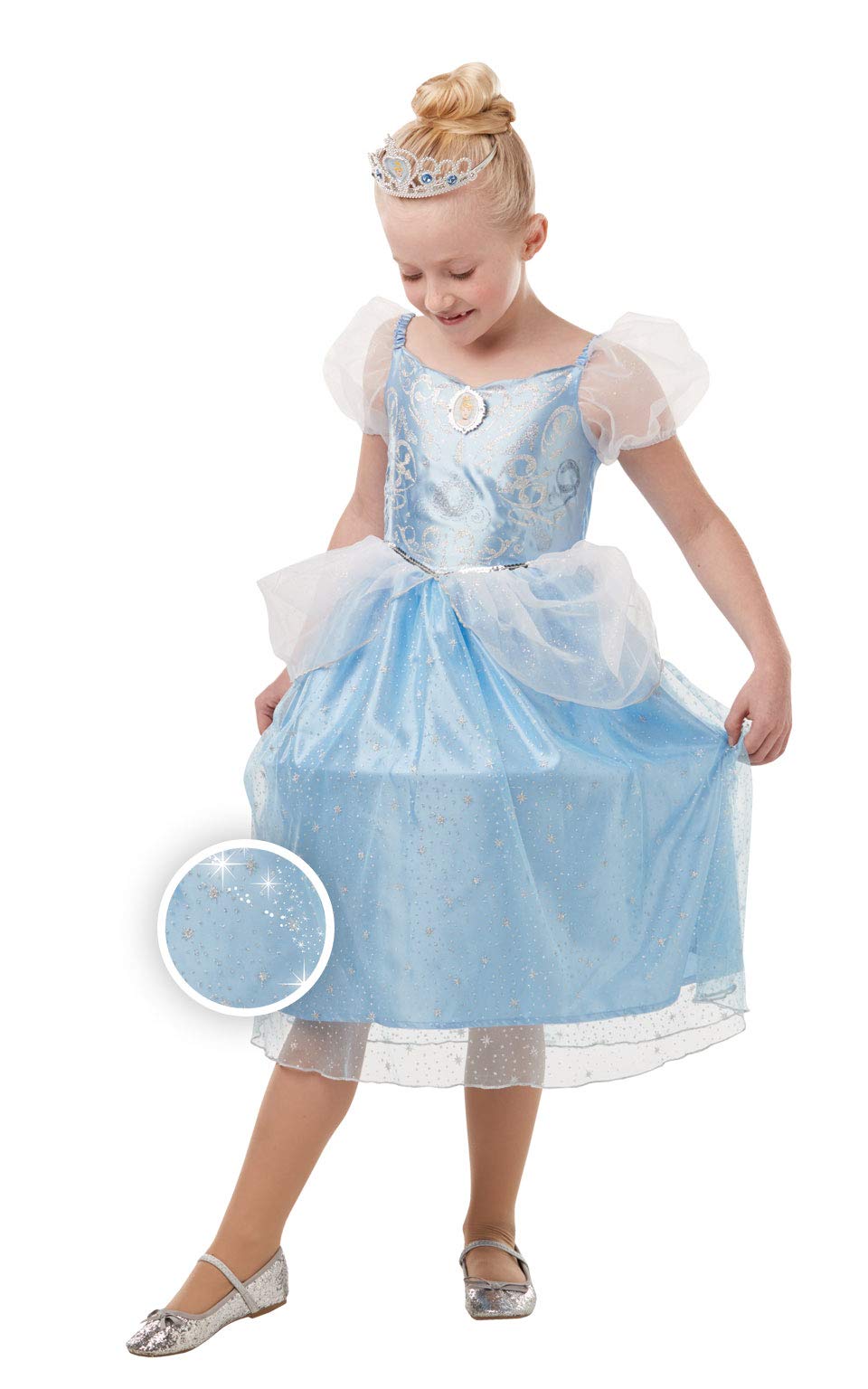 Rubie's Official Disney Princess Cinderella Glitter and Sparkle Girls Costume, Childs Size Large Age 7-8 Years