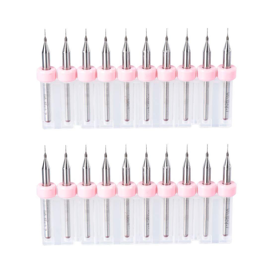 sourcing map PCB Drill Bits 0.15mm Tungsten Carbide Rotary Tool Jewelry CNC Engraving Print Circuit Board Micro Drill Bits 1/8 Inch Shank 2 Set (20 Pcs)