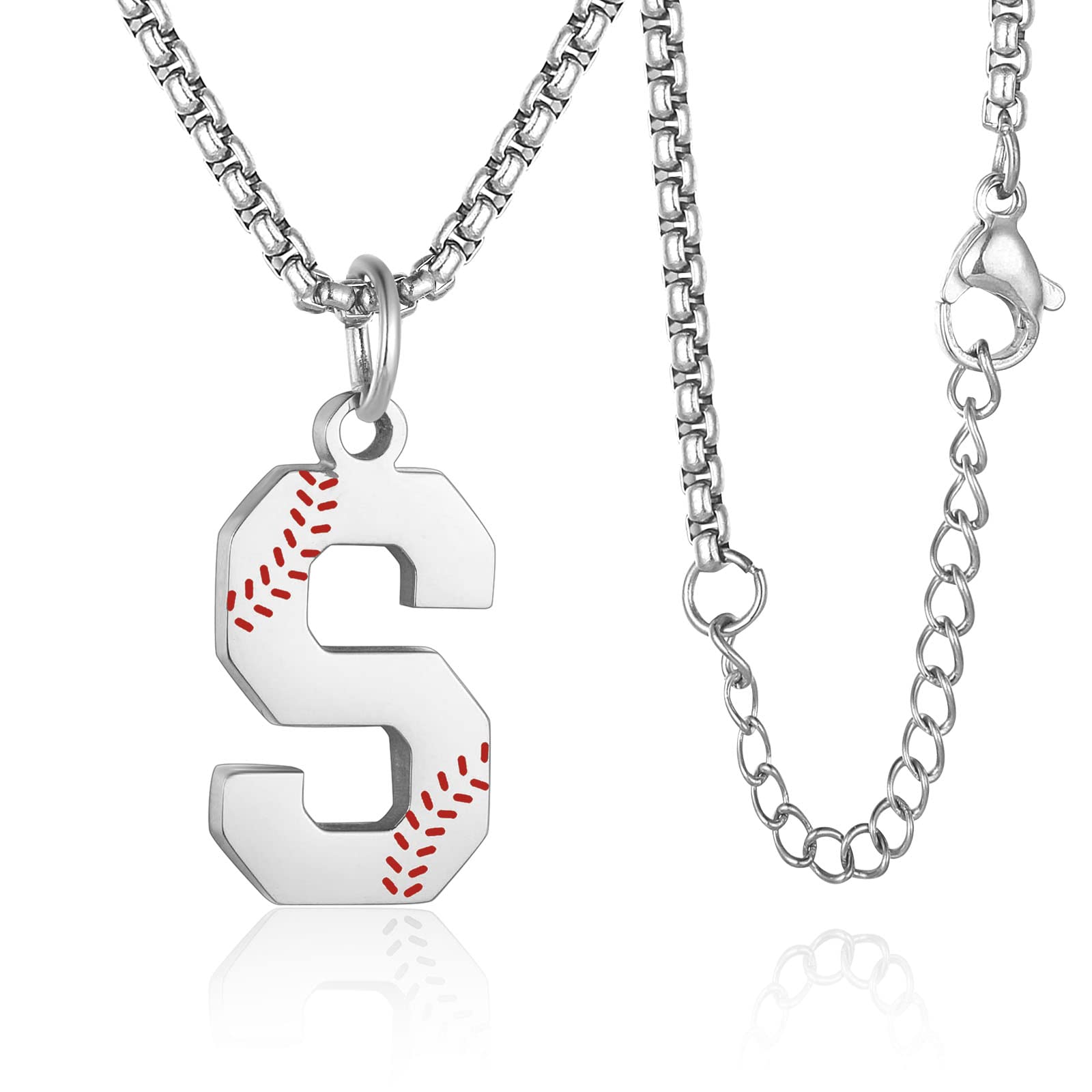 Susook Baseball Initial Necklace for Men Baseball