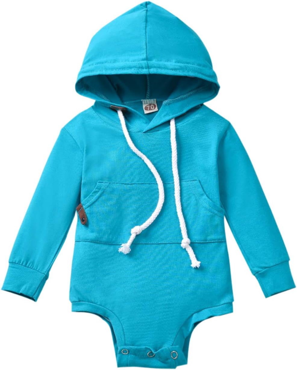 Baby Girl Boy Clothes Top Hoodie Pocket Bodysuit Romper Long Sleeves Outfit Clothing