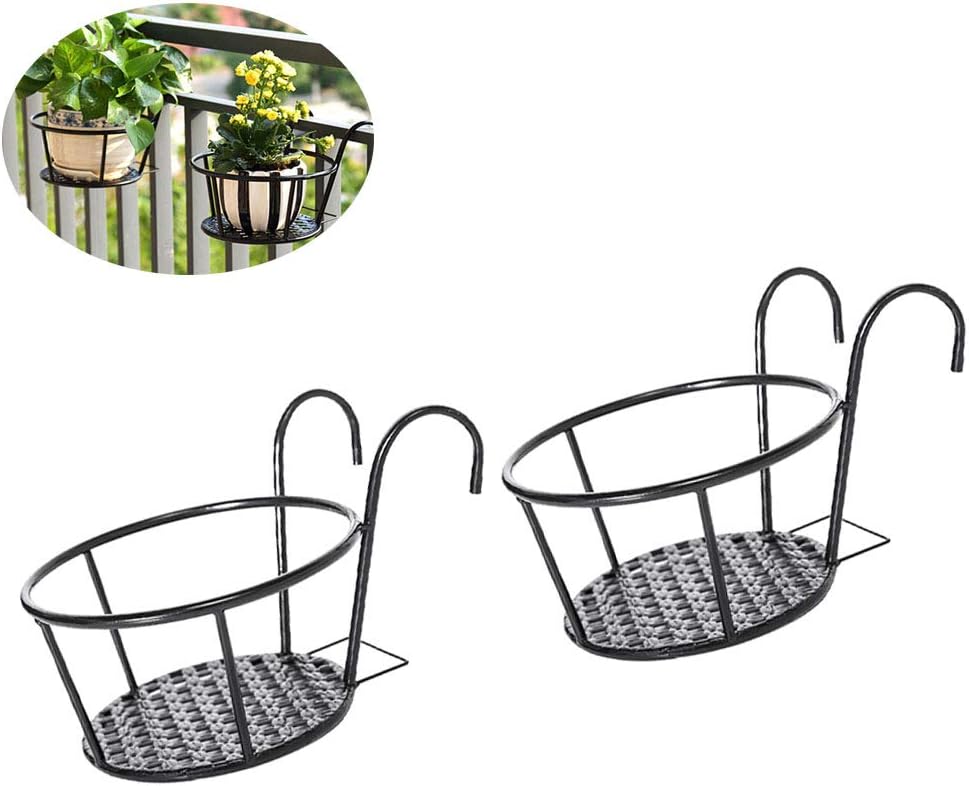 Yarnow 2pcs Hanging Railing Planter Iron Art Hanging