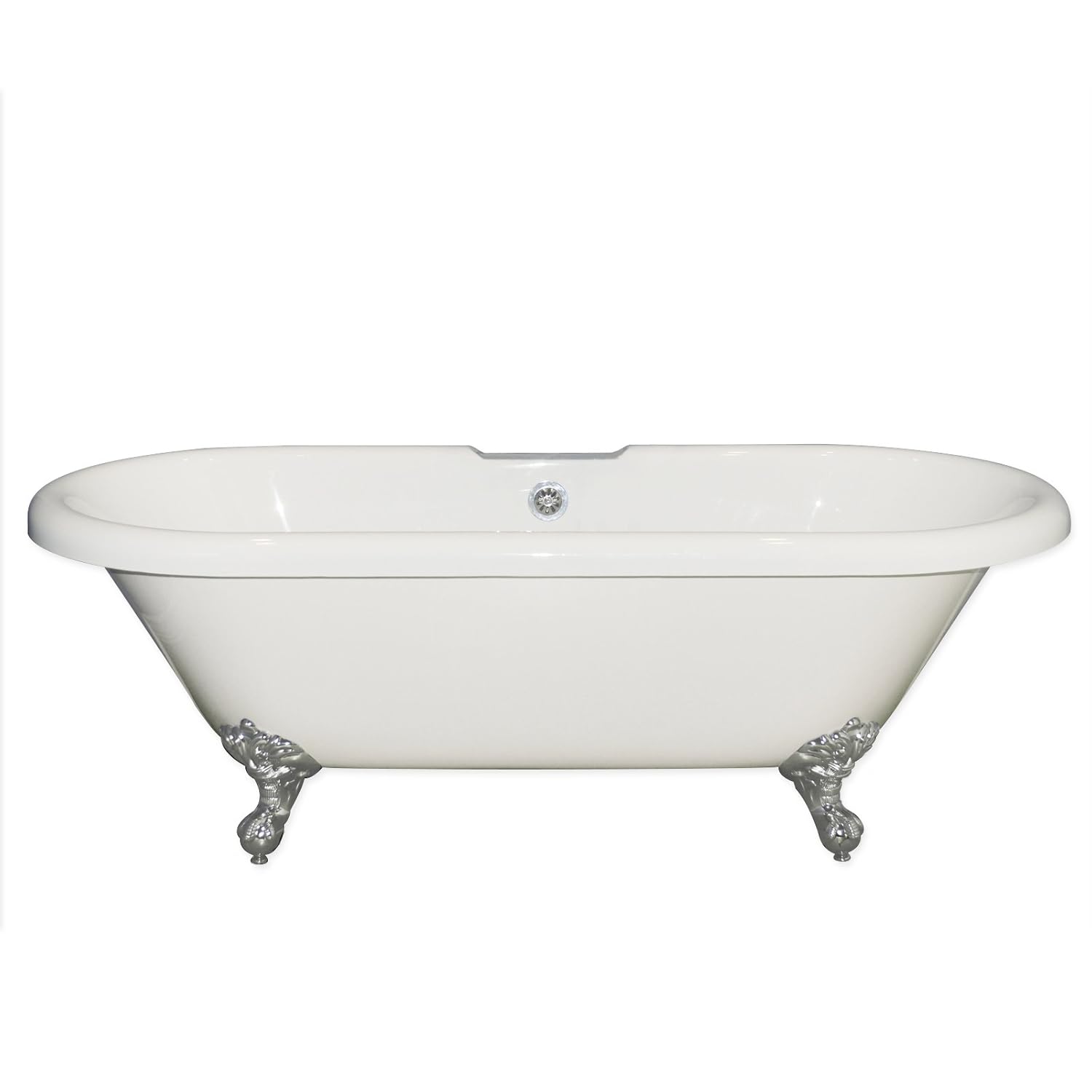 60 Acrylic Double Ended Clawfoot Tub With Deck Mount Faucet Holes