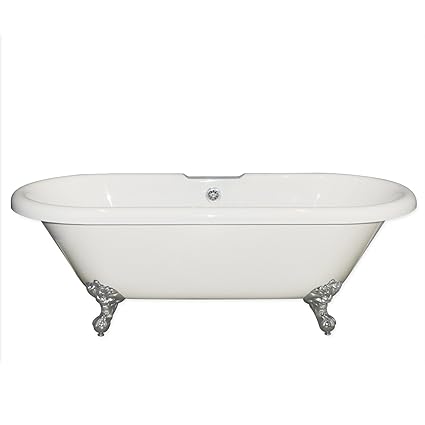 60 Acrylic Double Ended Clawfoot Tub With Deck Mount Faucet Holes