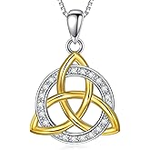 Rikelus Natural Diamond Celtic Knot Necklace for Women,925 Sterling Silver Irish Trinity Knot Pendant Circle Necklaces,Best Birthday Gift for Mom Wife
