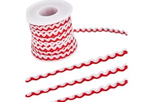 GORGECRAFT 17.5 Ydsx 8mm Wave Bending Fringe Trim Rick Rack Trim Red White RIC Rac Woven Braided Fabric Ribbon for DIY Sewing Crafts Wedding Dress Embellishment Lace Party Gift Wrapping