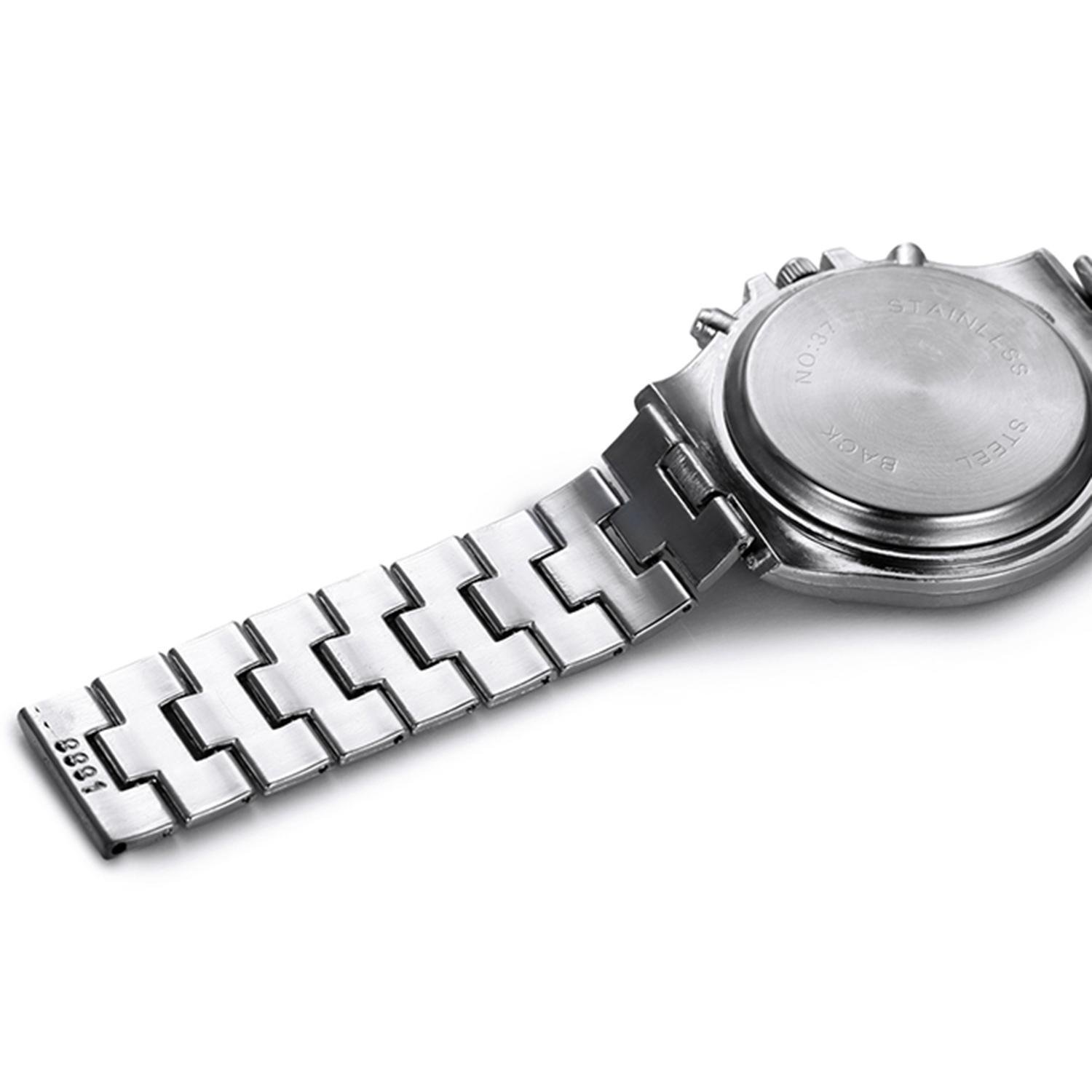 Opino Men Fashion Alloy Band Round Analog Quartz Wrist Watch Bracelet Bangle (Black)