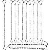 Adjustable Hanging Chain with Hooks, 21 Inch, Black - 10 Pack Heavy Duty for Hanging Grow Lights, Christmas Wreath, Neon Sign, Indoor Plants, Bird Feeders