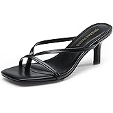 DREAM PAIRS Heels for Women Flip Flops Kitten Low Heels Open Square Toe Thong Heeled Sandals, Fashion Comfort Shoes for Party Casual Slides
