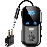 2-in-1 Bluetooth Transmitter Receiver with 3.5mm AUX for TV/Car/Airplane | Bluetooth 5.4 Low Latency，Dual Pairing，Portable Travel Audio Adapter, TX/RX Mode,Quick 2-hour Recharge,Hands-Free Call