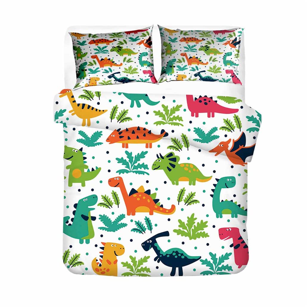 goodbath Single Duvet Cover Set Kids,Cute Cartoon Dinosaurs Bedding Set Boys Girls with 1 Pillowcases,2 Pieces — image 1