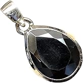 Natural Hematite 925 Solid Sterling Silver Pendant 25mm