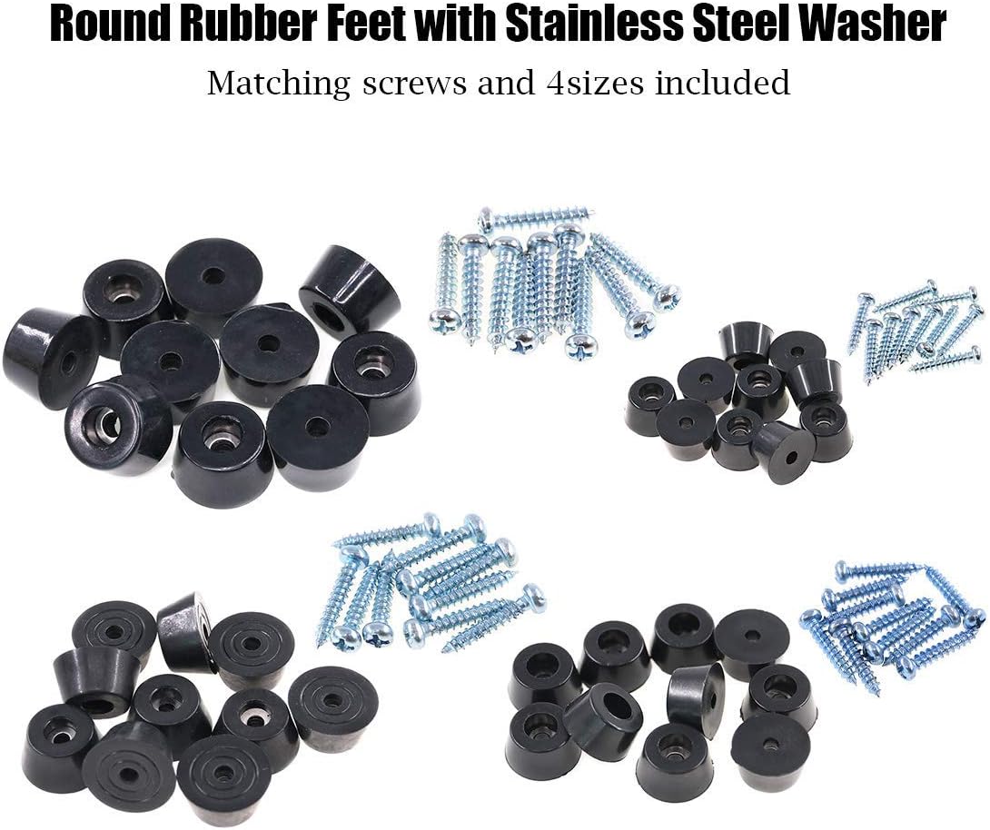 Round Black Rubber Feet Bumpers Pads with Matching Screws with Built in Stainless Steel Washer for Cutting Board Amps Cabinet Desk Tables Couches - Image 4