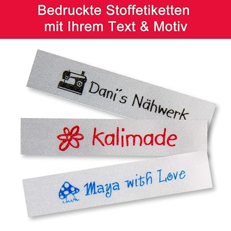 namensbaender Bedruckte Namensetiketten, Textiletiketten mit Ihrem Text&Motiv, für Kleidung 70x15mm, weiß (50)