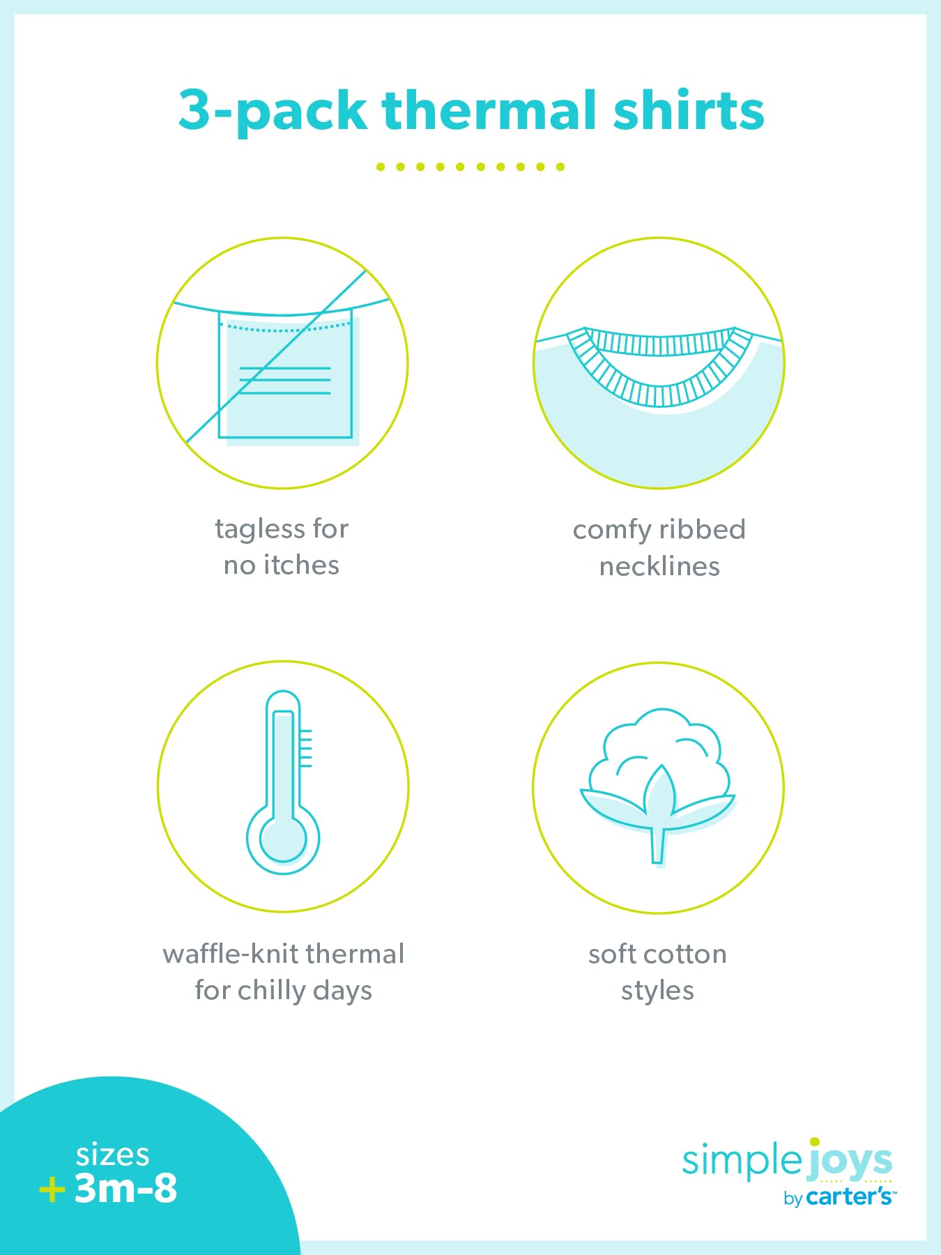 Simple Joys by Carter's Boys 3-Pack Thermal Long Sleeve Shirts