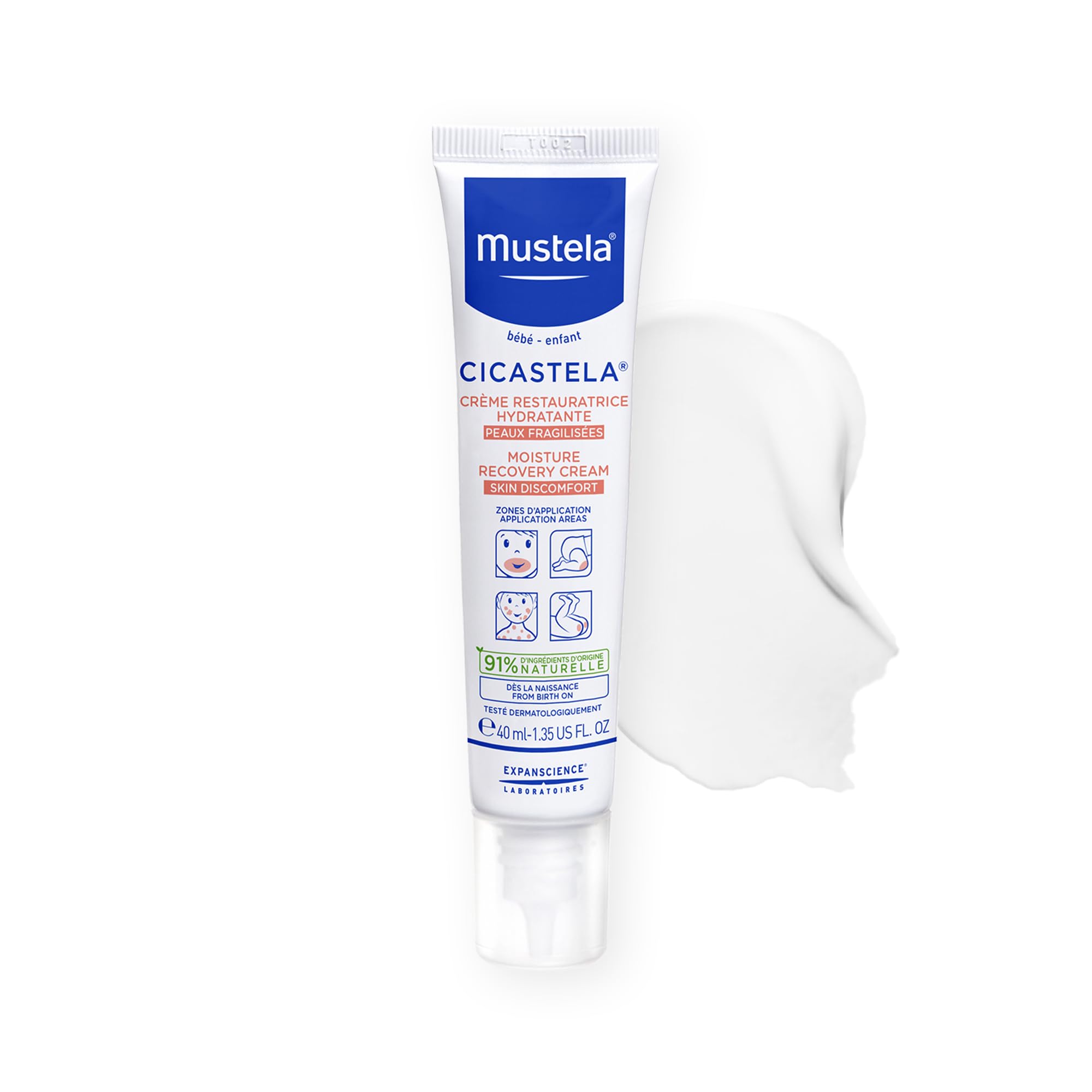 Photo 1 of Mustela Cicastela Moisture Recovery Cream - Multipurpose Baby Ointment for Skin Discomfort - with Natural Avocado & Hyaluronic Acid - Fragrance-Free - 1.35 fl. Oz