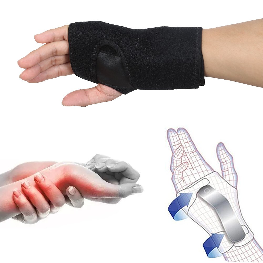 DOB AOLIKES Carpal Tunnel Wrist Brace with Removable Splint and Adjustable Support Wrap (Left)
