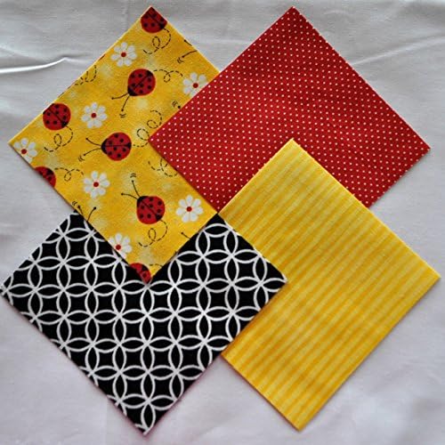 Ladybugs 4" Fabric Squares Charm Pack 100% Cotton, 40 Pieces