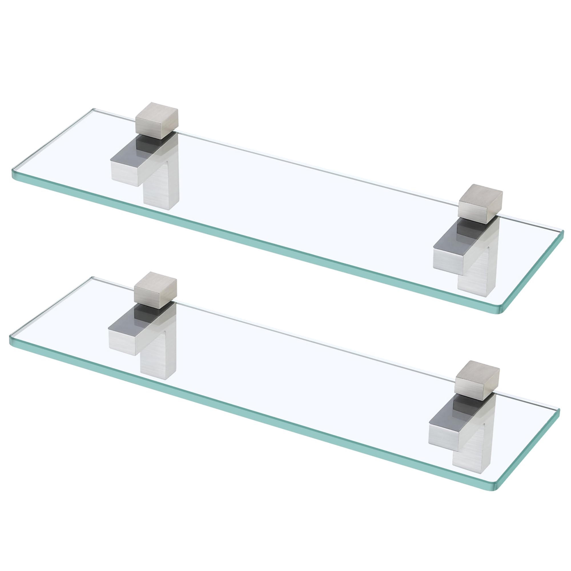 KES Glass Shelf Bathroom Shelves Wall Mounted 40CM Shower Shelf 8MM Thick Tempered Glass with Brushed Nickel Bracket 2 Pack, BGS3201S40-2-P2