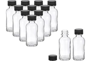 PATIKIL 1oz(30ml) Glass Sample Bottles, 12Pcs Round Bottle Dispensing Bottles with Black Poly Cone Cap for Reagent Liquids, J
