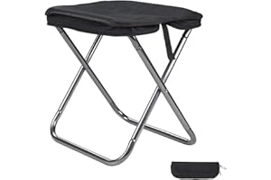 SPISCES 13-inch Lightweight Aluminum Folding Stool - Portable Compact Camping Stool Supports 300lbs, Handbag Style Carry - Ideal for Camping, Fishing, Backpacking, Outdoor, Travel