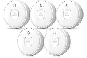 Putogesafe Smoke Detector Battery Operated, 10-Year Smoke Alarm with Photoelectric Sensor, Fire Alarms Smoke Detectors with Test Button and Low Battery Warning, Fire Safety for Home, 5 Pack