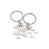 2PC Jewelry Stainless Steel Puzzle Couple Keychain