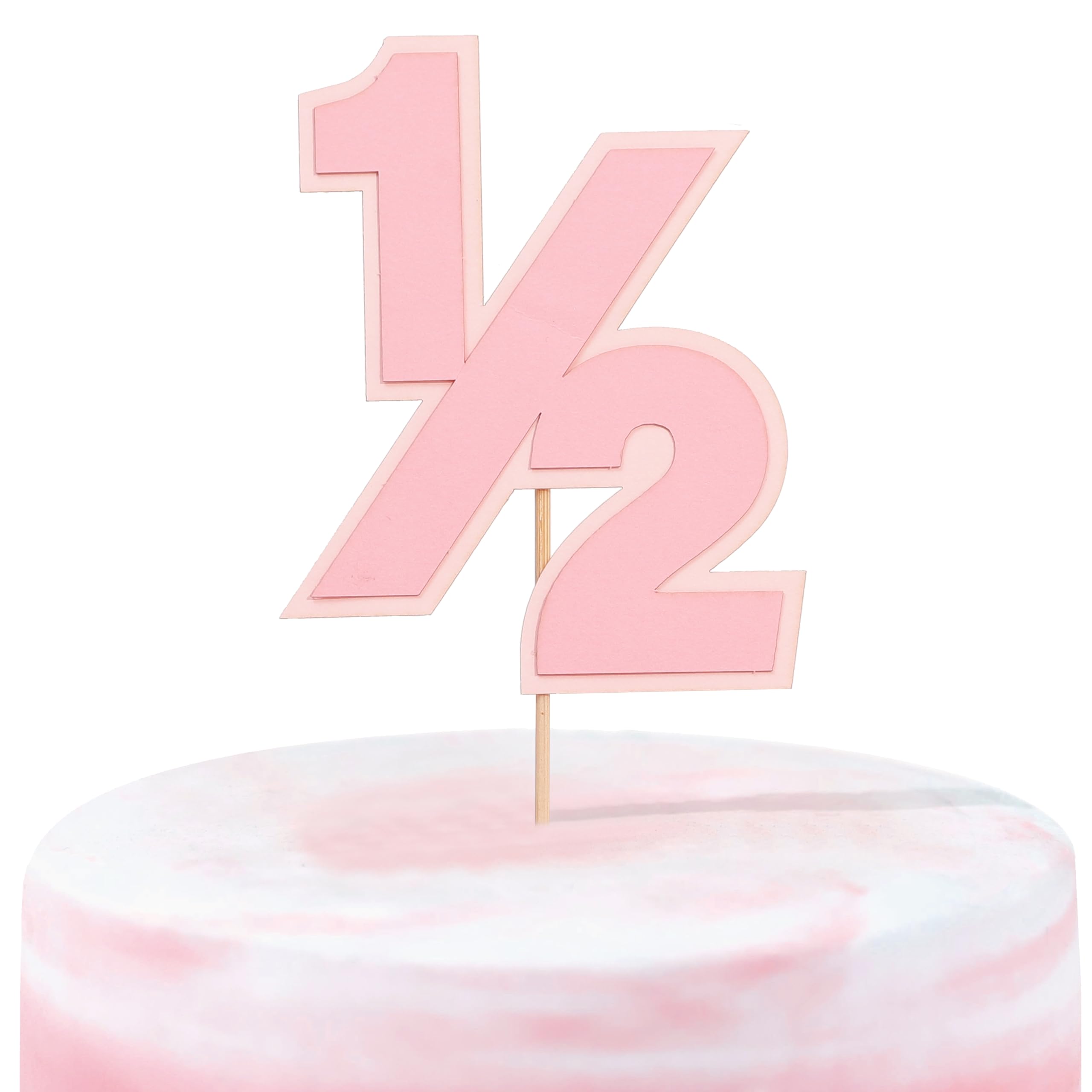 Photo 1 of 1/2 Birthday Cake Topper - Half Way to One Cake Decoration, 6 Month Party Supplies, Baby Shower Decor, Unisex Design for Baby Boy or Girl (Pink)
