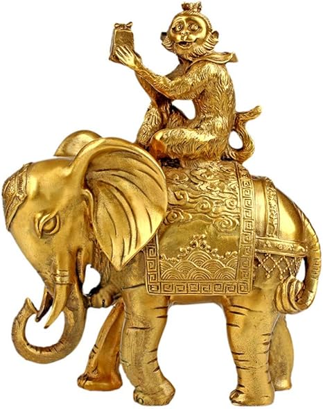Amazon Com Lbylyh Ornament Decor For Home Garden Statue Sculpture Of Monkey Sitting On Elephant Chinese Feng Shui Decoration Politics Gift To Government Friends Home Kitchen