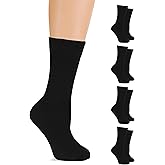 LAETAN Women's Cotton Crew Socks, Plain Color, Regular Fit | Soft Casual Socks for Trouser | Shoe Size: 6-9/9-12 (4 Pairs)