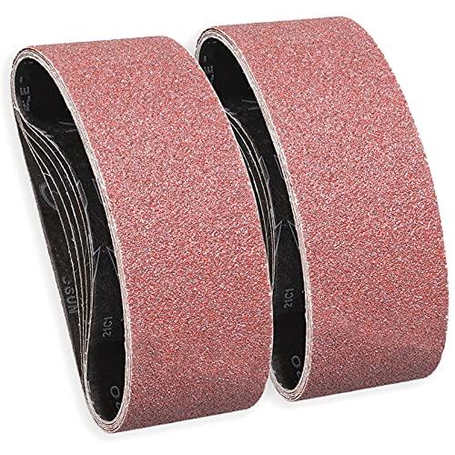 STEBRUAM Sanding Belts 100 x 610 mm,12 Strip Various Grit 60/80/120/180/240/320 Each x 2 Fit Well on to Sanding Wooden Floors-Furniture-Desk or Metal etc Polishing Work and Belt Sander Tool