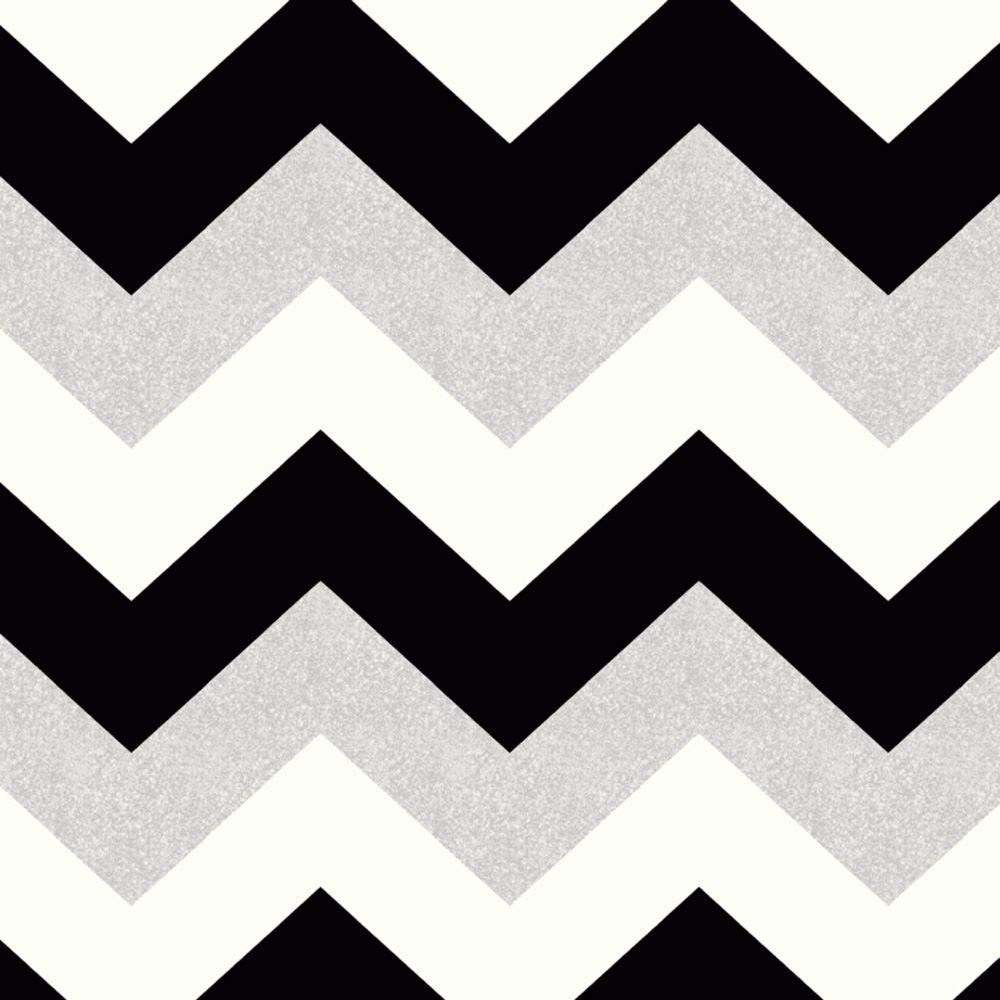 Arthouse 892301 Glitterati Chevron Wallpaper, Black/Platinum
