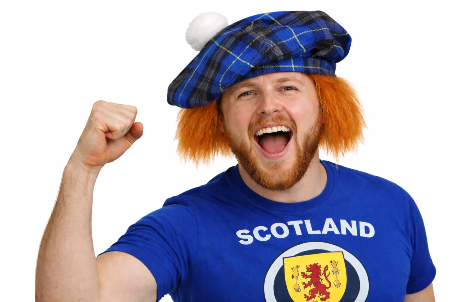 The Dragons Den Adults Tartan Tam O'Shanter Hat With Ginger Hair Scotland Burns Night Hat Fancy Dress [Blue Hunting] — image 1