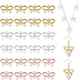UNICRAFTALE 90pcs 3 Color Bowknot Connector Charms Alloy Golden Bow Knot Pendants Dangle Links Charms Tiny Metal Connector for Bracelet Necklace Earrings Making