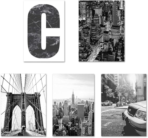 Amazon.de: Nordic Schwarz Weiß Stadt Landschaft Wandkunst Poster Brücke